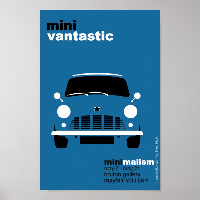 Poster Exposição Clássica Original Austin Mini Van (Frente)