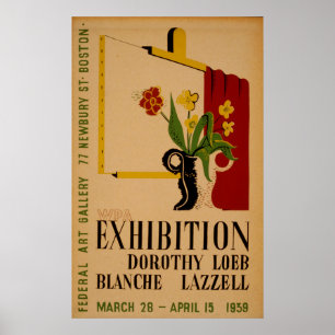 Póster Exposição da Galeria de Artes Boston Vintage WPA P