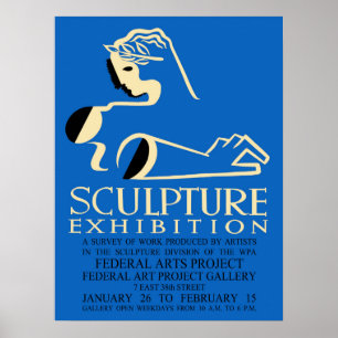 Poster Exposição de escultura Design americana