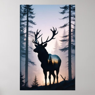 Poster Exposição Dupla Elk Natureza Selvagem Animal