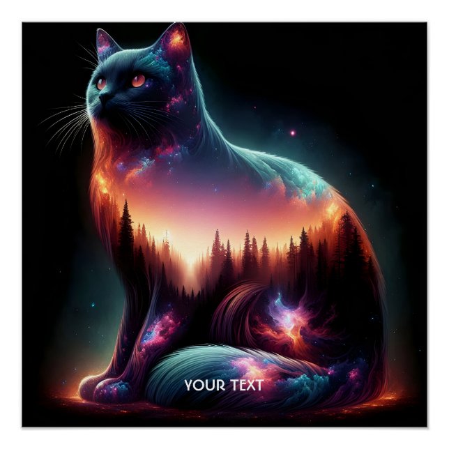 Póster Exposição Dupla Gato Fantasy (Frente)