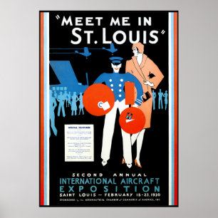 Póster Exposição internacional dos aviões do vintage