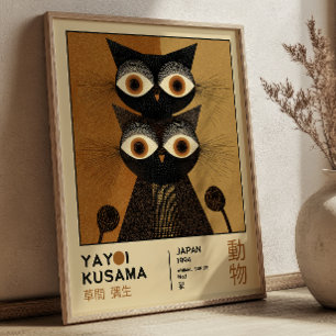 Poster Exposição Japonesa de Gatos Pretos de Yayoi Kusama