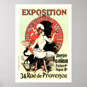 Poster EXPOSIÇÃO Pintura E Jules Cheret Vintage Francê