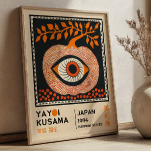 Poster Exposição Retro de Abóbora Estilizada de Yayoi Kus