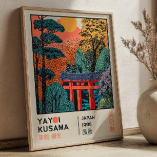 Poster Exposição Retrô Paisagem Japonesa de Yayoi Kusama