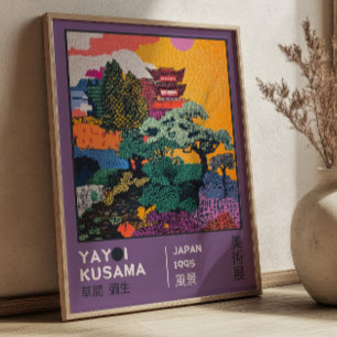 Poster Exposição Vibrante Paisagem Abstrata Yayoi Kusama
