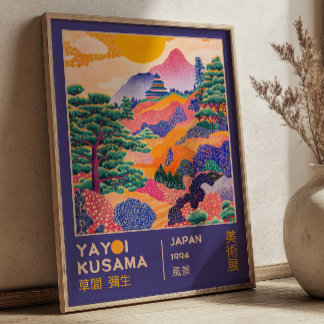 Poster Exposição Vibrante Paisagem Japonesa Yayoi Kusama