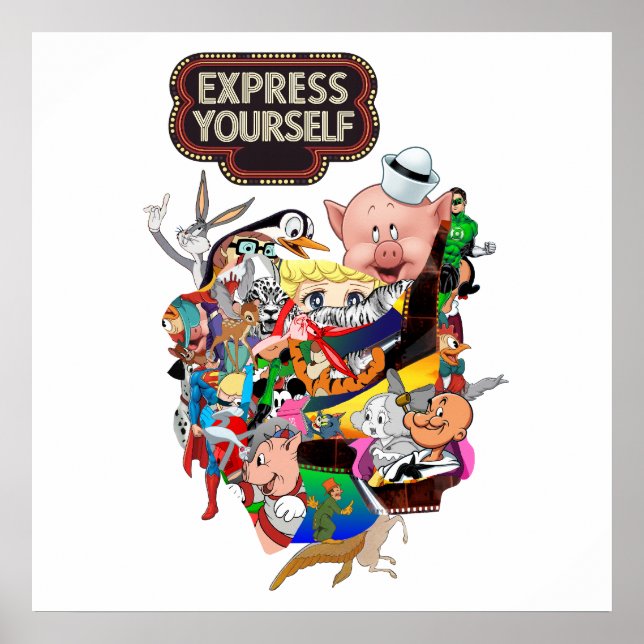 Poster Express Yourself Arte de Parede Colagem Cartoon Re (Frente)