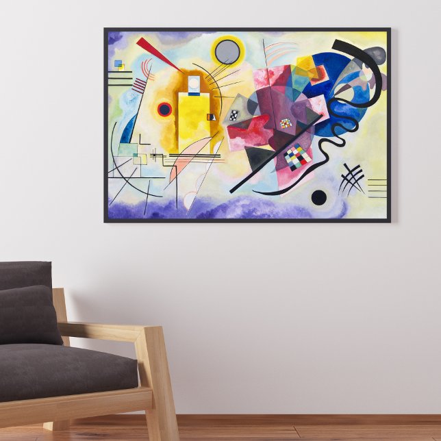 Poster Expressão de abstrato na obra-prima por Wassily ("Colors Unleashed: Kandinsky's Yellow-Red. A vibrant symphony of hues that ignites the imagination.)