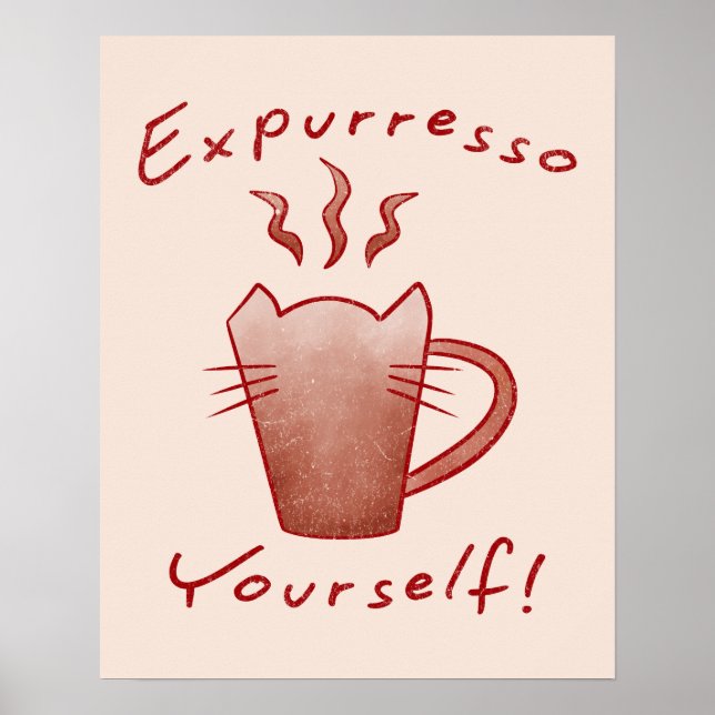 Poster Expresse-se Gatos e Café (Frente)