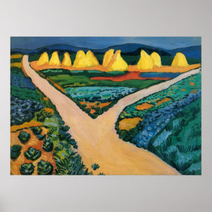 Poster Expressionism do vintage, campos vegetais por