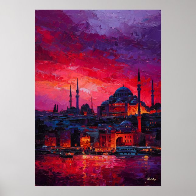 Poster Expressionist Istanbul Skyline Vibrant City (Frente)