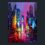 Poster Expressionist Tokyo Skyline Neon Night Cityscape<br><div class="desc">Colorful expressionist skyline artwork inspired by Tokyo and the vibrant neon lights of Shibuya. Bold textures,  glowing reflections and intense colors transform the futuristic skyline into a dramatic urban night cityscape painting,  perfect for lovers of Tokyo,  travel inspired art and modern expressionist skylines.</div>