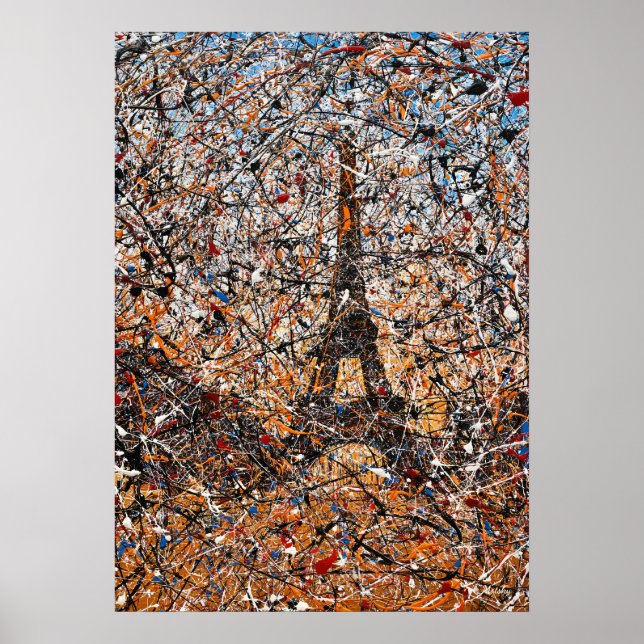 Poster Expressionista Abstrato Paris Torre Eiffel Arte de (Frente)