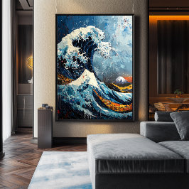 Poster Expressionista Grande Onda Ousada Reinterpretação