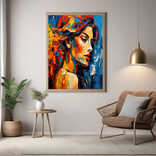Poster Expressionista Negrito Abstrato de Retrato Feminin