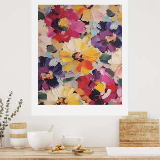 Poster Expressive Abstract Flower Painting
