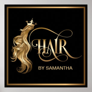 Poster Extensão capilar estilista de dourados modernos