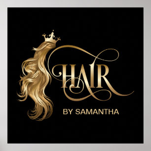 Poster Extensão capilar estilista de dourados modernos