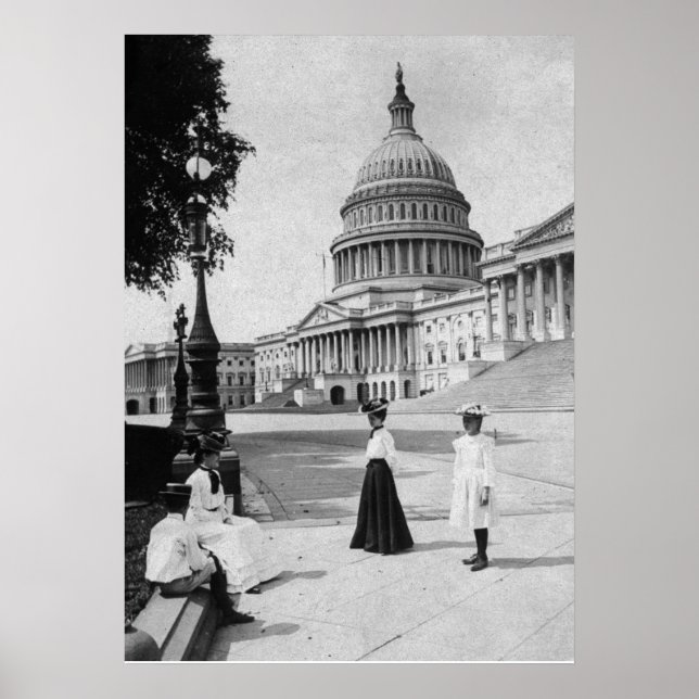 Poster Exterior do edifício Capitol com mulheres (Frente)