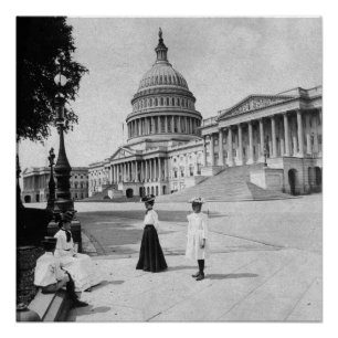 Póster Exterior do edifício Capitol com mulheres