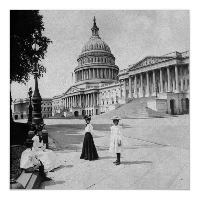 Póster Exterior do edifício Capitol com mulheres (Frente)