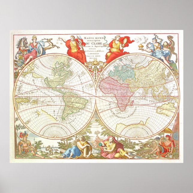 Poster Extra Grande do Mapa Mundial c1694 (Frente)