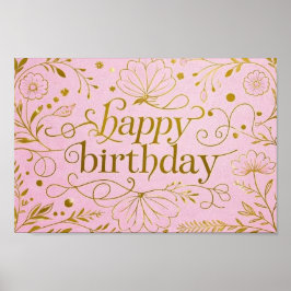 Poster Extraente elegante Dourado de aniversário luxuoso
