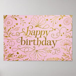 Poster Extraente elegante Dourado de aniversário luxuoso 