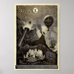 Póster Extraordinários de Viagens de Jules Verne (1861)