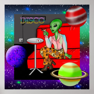 Poster Extraterrestre Retro de 1970 em Disco Lounge