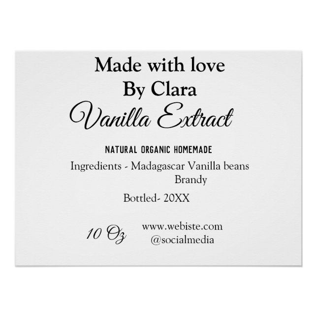 Póster Extrato de baunilha casado adicionar ingredientes  (Frente)