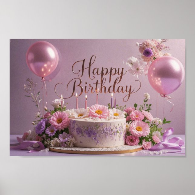 Poster Extravagante elegante de aniversário flexível (Frente)