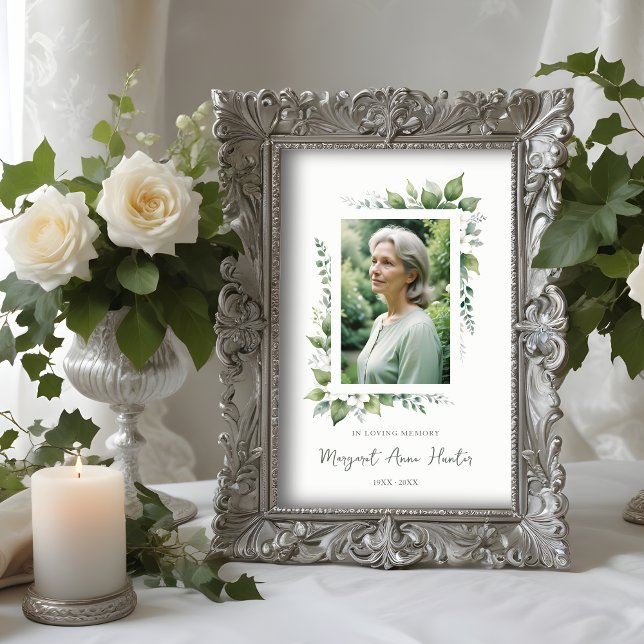 Poster Exuberant Flower & Foliage Frame Funeral Photo (Exuberant Flower & Foliage Frame Funeral Photo Poster.)