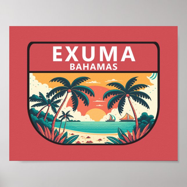 Poster Exuma Bahamas Retro Emblem (Frente)