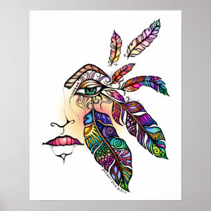 Poster EYE Love FEATHERS Fantasy Art 16x20
