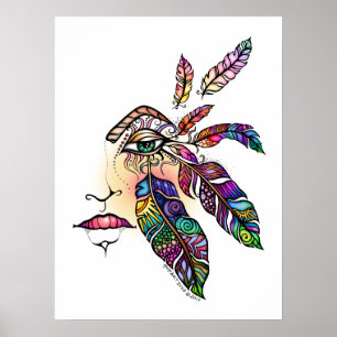 Póster EYE Love FEATHERS Fantasy Art 18x24