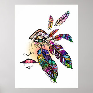 Póster EYE Love FEATHERS Fantasy Art 18x24