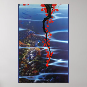 Poster Eyvind Earle - Folhas Vermelhas - 1988; Estados Un