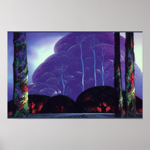 Poster Eyvind Earle -  Pôr do Sol Roxo - 1996; Estados Un