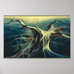 Poster Eyvind Earle - Tronco de Árvore ao Luar - Realismo