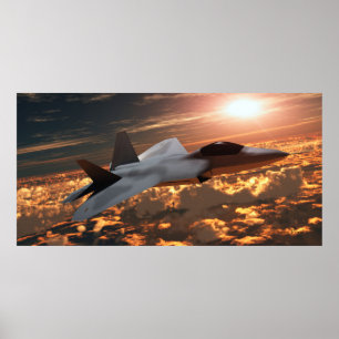 Poster F22 Fighter Jet at Sunset Print