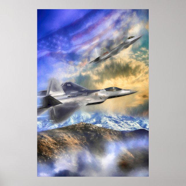 POSTER F22 JATOS DE RAPTOR SOBRE A AMÉRICA (Frente)