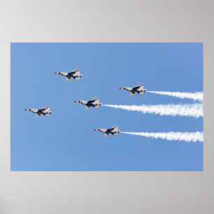 Póster F-16 Thunderbirds voando na formação de cinco cart