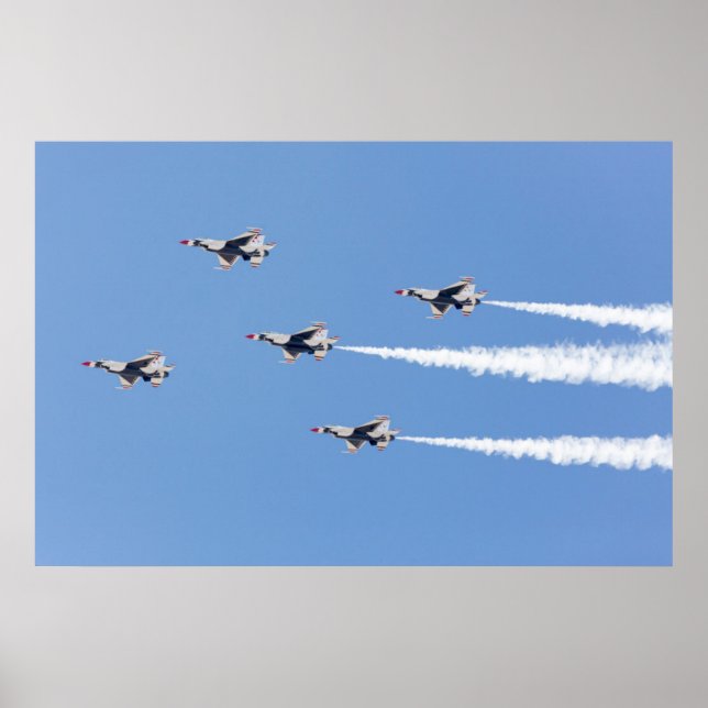 Póster F-16 Thunderbirds voando na formação de cinco cart (Frente)