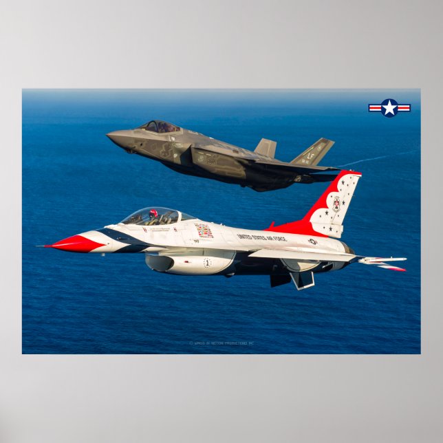 Poster F-16C FALCON DE LUTA e F-35A LIGHTNING II (Frente)