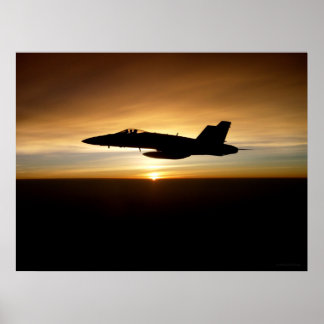 Póster F/A-18C ao pôr do sol