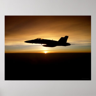 Póster F/A-18C no por do sol