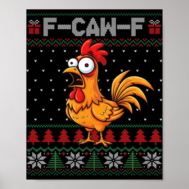 Poster F-caw-f Citação engraçada de humor de frango Natal (Frente)